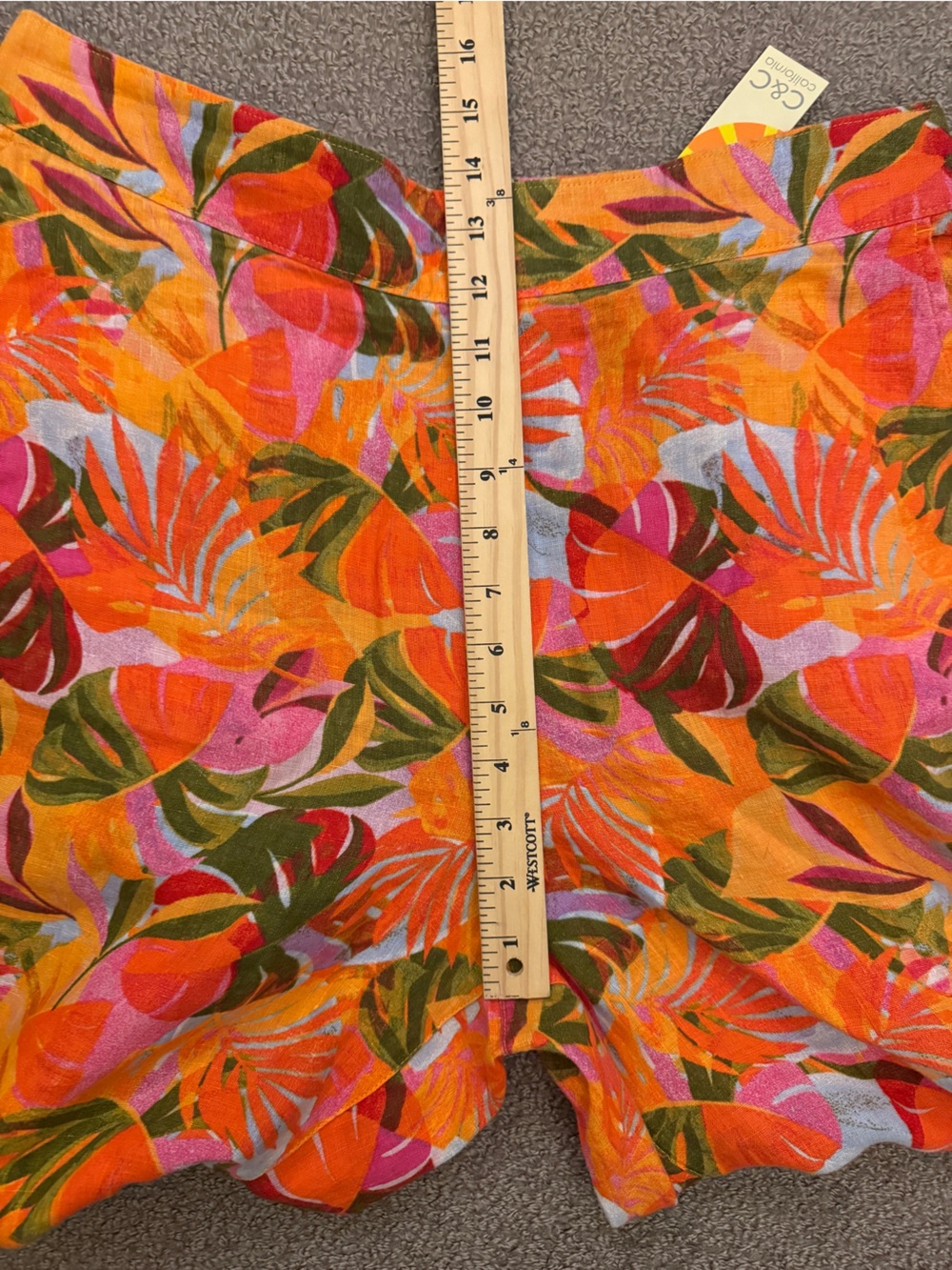C&C California Wide Leg Pants Orange Tropical Palm Print 100% Linen NWT | Sz XL - Picture 12 of 15